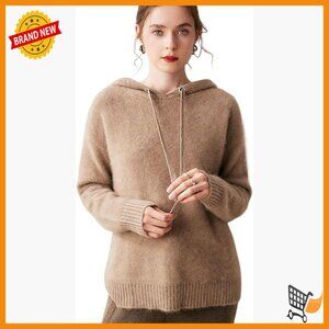 Cashmere Wool Blend Hooded Pullover Sweater Thick Winter Loose Fit